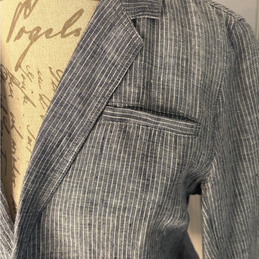 Eileen Fisher Navy and White Striped Jacket - Picture 7 of 10